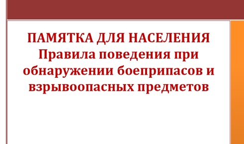 Правила поведения при обнаружении боеприпасов.